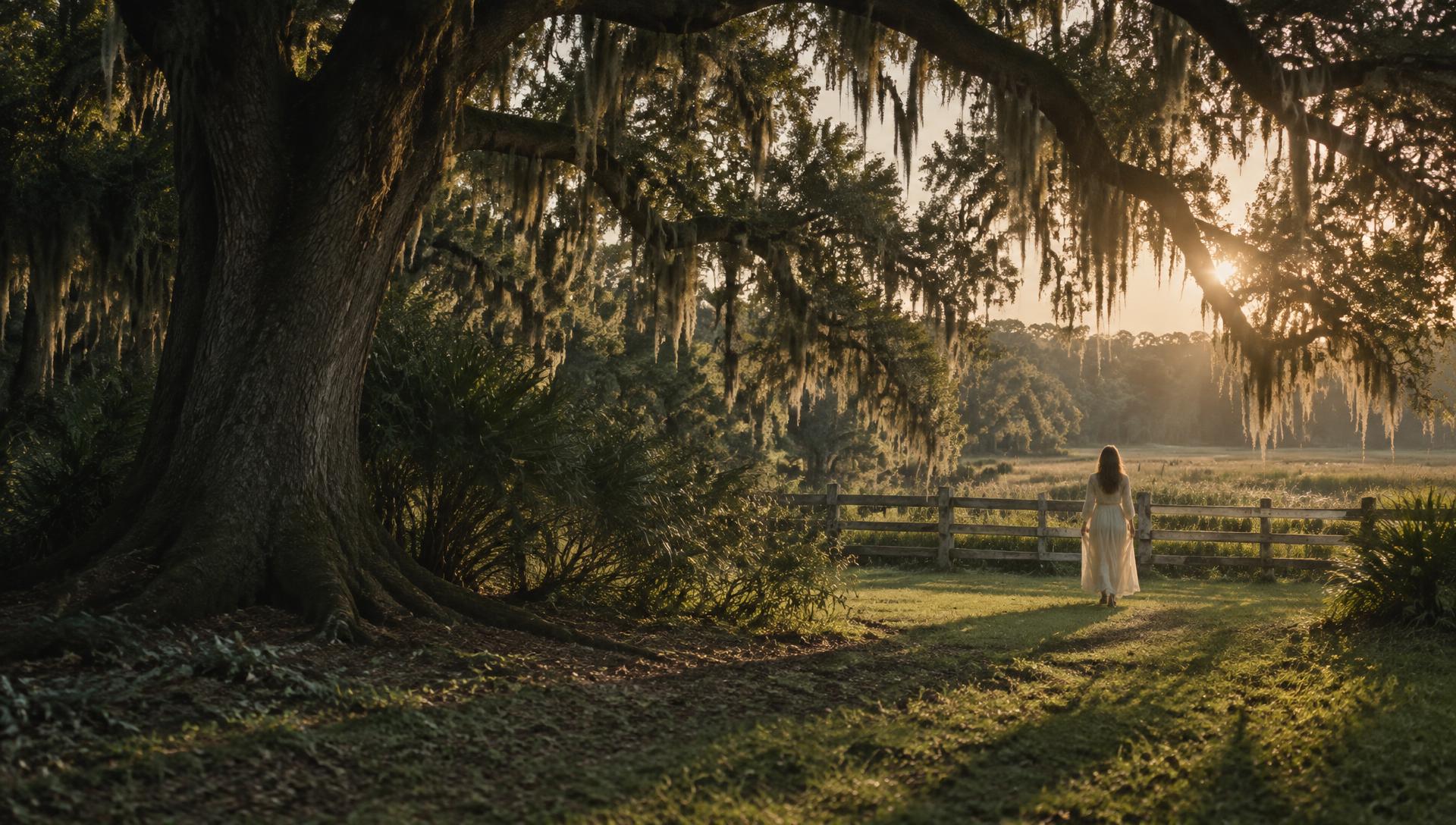 Sunlit Florida acreage beneath old live oaks